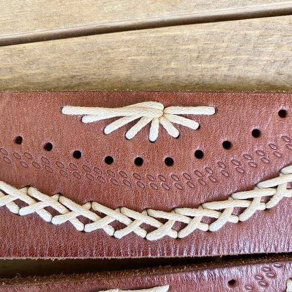 Linea Pelle Vintage Leather belt Hand Stitched design Pristine 32 - Picture 4 of 9